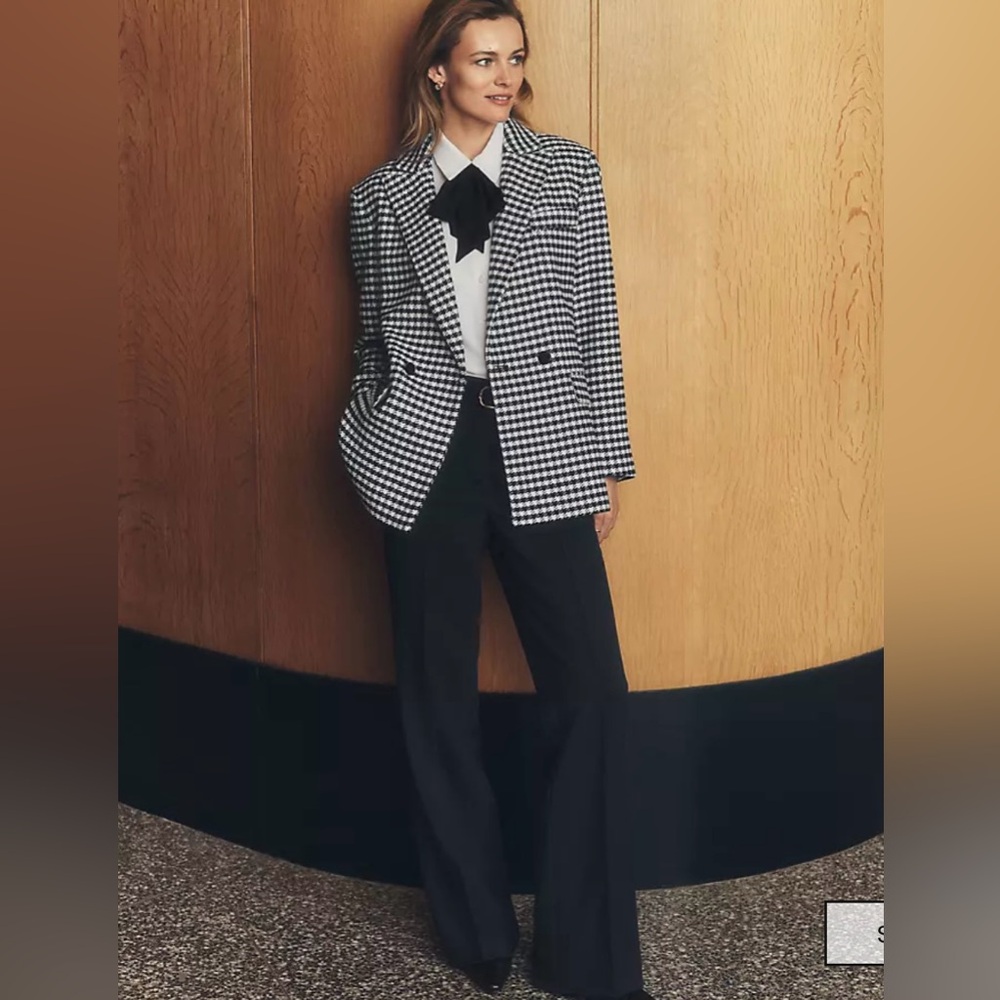 The Checked Relaxed Double Breasted Blazer Size 14 Ann Taylor Houndstooth